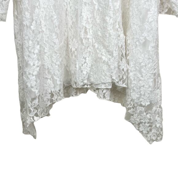 Womens Top Sz 3XL Asymmetric Fairy Lace Cottage Whimsigoth Coquette Semi Sheer - Picture 6 of 9